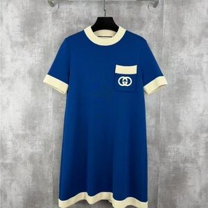🚩steal Gucci Blue and Cream Mini Dress